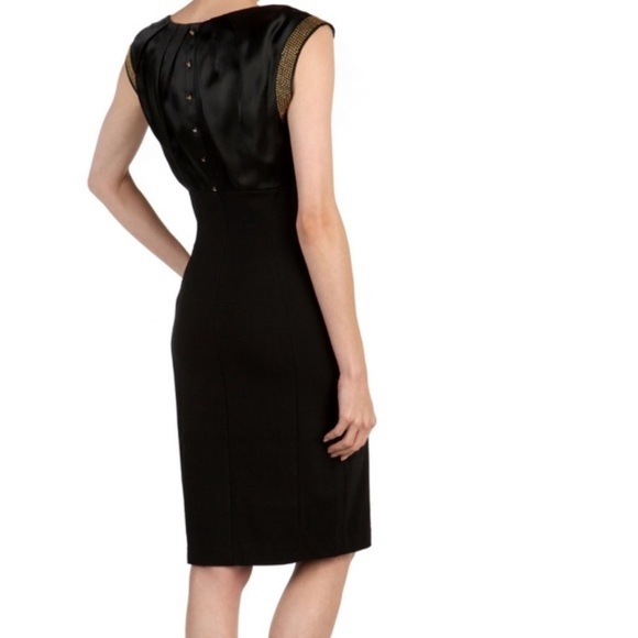 Ted Baker London Black Silk & Rhinestone Elate Midi Sheath Dress 3 Medium - Picture 3 of 15
